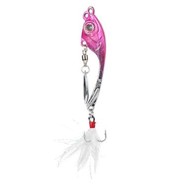 Imagem de Andraw Isca de pesca giratória, isca artificial, isca de pesca de liga de zinco, para atrair peixes, pescaria, mar/água doce (rosa)
