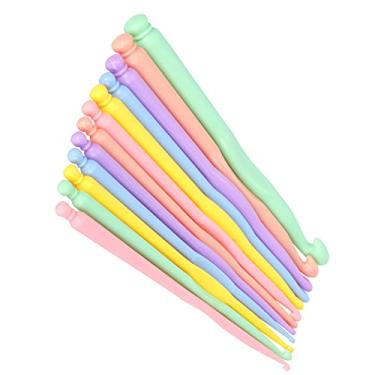 Imagem de Agulha de crochê colorida, agulhas de agulha de crochê de cor doce fácil de costurar plástico para bricolage para tricô