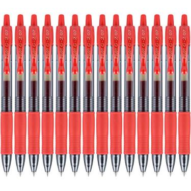 Imagem de Pilot, Canetas esferográficas de gel premium G2, ponta fina 0,7 mm, vermelha, pacote com 14