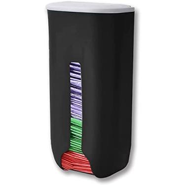 Imagem de Suporte de saco plástico para sacolas de mercearia – bolsa de armazenamento de pendurar com capa de caixas de armazenamento para cozinha, (preto)