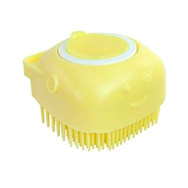 Imagem de Esponja Silicone para Banho com Dispenser para Sabonete Líquido 80ml (Amarelo)