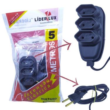 Imagem de Extensão Elétrica 3 Tomadas Lider Lux 5 Metros Multiuso