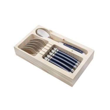 Imagem de Conjunto 6 Colheres Laguiole Em Bandeja De Madeira Azul