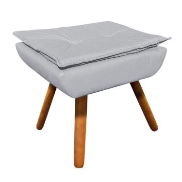 Imagem de Puff Decorativo Opala Corino Pés Palito D´rossi Cinza