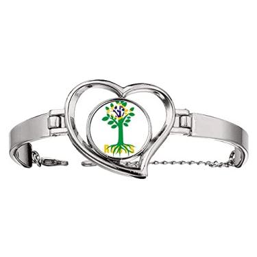 Imagem de N/A N/A Bracelete com a bandeira Ancestral do Brasil com raízes e pulseira de arame para joias de coração, medium, metal