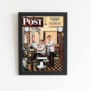 Imagem de Quadro Barbearia Barber Shop Post Moldura Preta 60x40cm