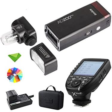 Imagem de GODOX AD200 Pro AD200Pro 200Ws com gatilho de flash Xpro-F para Fuji 2.4G 1/8000 HSS, 500 flashes de potência total, reciclagem de 0,01-1,8s, bateria de 2900mAh, lâmpada nua/monoluz