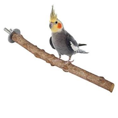 Imagem de Suporte de poleiro de madeira de freixo espinhoso Brinquedo de mastigar de madeira para p¨¢ssaros Gaiola de poleiro para moer pata Brinquedo de treinamento suspenso para periquitos periquitos Cockatiels Conures (1,5 ~ 2,5 * 25 cm)