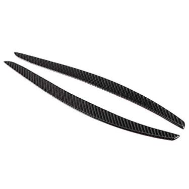 Imagem de Tampa de tampa de farol de fibra de carbono, acabamento de sobrancelha de farol de fibra de carbono adesivo de capa de pálpebra adequado para 3 séries Coupe E92 06?12