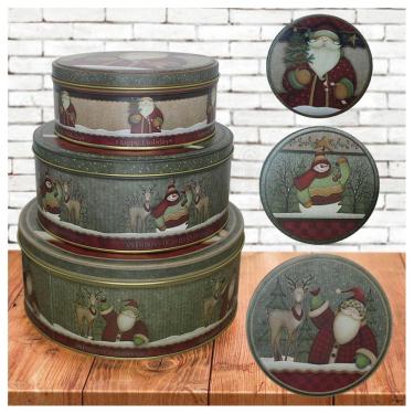 Imagem de Conjunto De Latas Natalinas Papai Noel Para Doces Chocolates