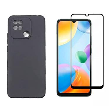 Imagem de Capa Case Anti Impacto Aveludada Preta + Película 3D 9D Xiaomi Redmi Note 11 Redmi 10A Poco M4 Pro (Redmi 10C)