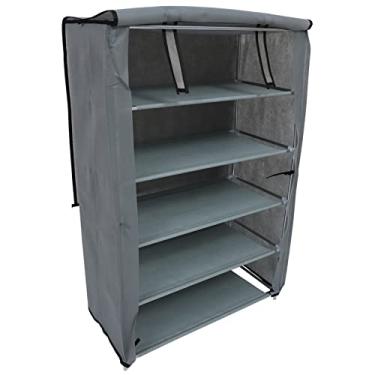 Imagem de Homoyoyo Organizador de espaço de entrada de sapato - Rack de camada útil cinza Clo Cabinet - Capa para prateleira de armazenamento de casa com