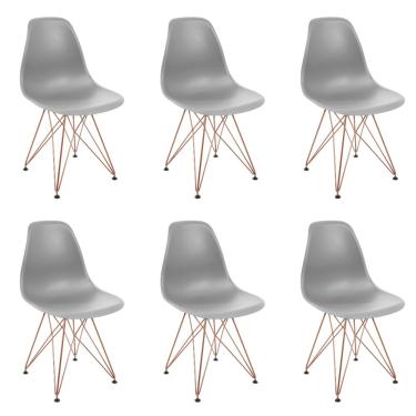 Imagem de Kit 6 Cadeiras Eames Design Eiffel Jantar Cinza Ferro Cobre