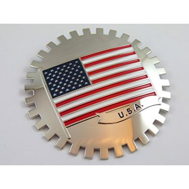 Imagem de Placa de grade EUA Bandeira para carro caminhão Grill Mount American Flag