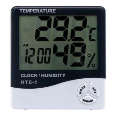 Imagem de Termo Higrômetro Digital Relógio Umidade E Temperatura Do Ar Nedidor