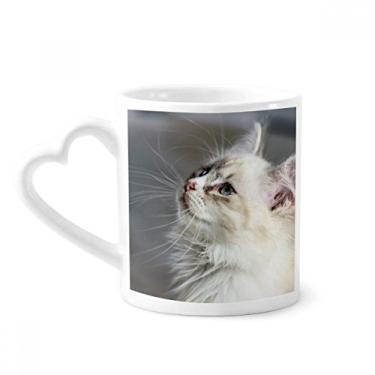 Imagem de Caneca de gato de estimação branco perfil animal bonito caneca de café cerâmica copo de coração de vidro