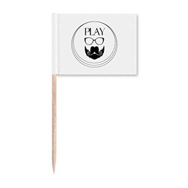 Imagem de Óculos de barba encaracolada com bandeira de palito de dente marcador decoração de festa