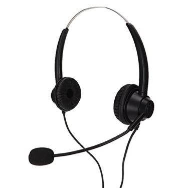 Imagem de Fone de ouvido comercial RJ9, plug and play flexível preto binaural telefone fone de ouvido com cancelamento de ruído para cursos on-line