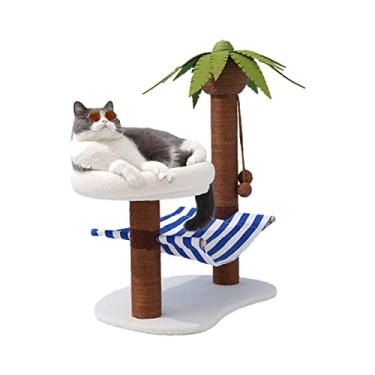 Imagem de Poste de arranhar para gatos Summer Coconut Island, poste de arranhar para moagem de gatos, local de descanso de brinquedo para gatos, local de poste de arranhar para gatos, gato deitado para baixo, rede para gatos, bola de coco para moagem de gatos