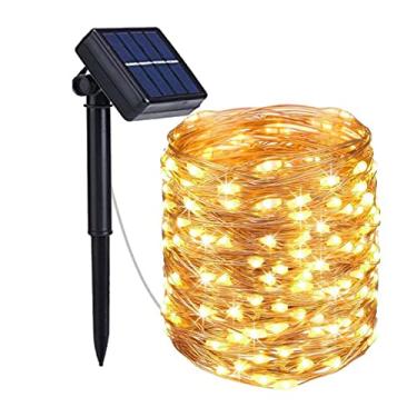 Imagem de Luzes Solares De Corda Ao Ar Livre à Prova d'água Para Decoração De Jardim (22m Luzes de linha Dourado)