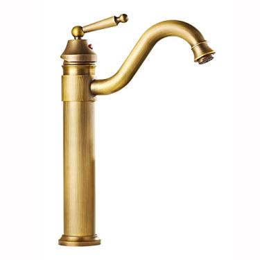 Imagem de LIDON Torneira para pia de banheiro torneira de banheiro antiga furo único torneira de banheiro torneira alta para pia de banheiro furo único alto, antigo B (cor: antigo A)