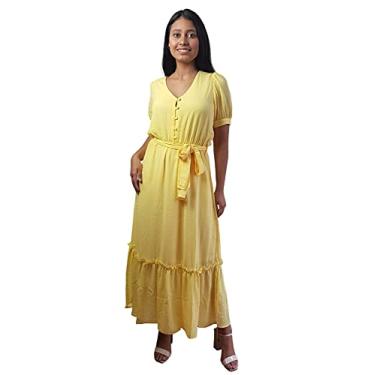 Imagem de Vestido longo amarelo com botões Maria Adna - 42