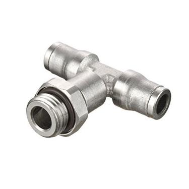 Imagem de Parker 172PLM-6M-4G-pk10 Prestolok PLM Encaixe de Metal para Ligar, Tubo a Tubo, Niquelado, Push-to-Connect e Macho BSPP Branch Tee, 6 mm e 1/4", Latão, 6 mm, 6 mm (pacote com 10)