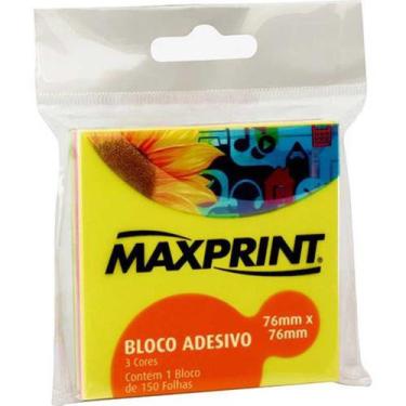 Imagem de Bloco Adesivo 76X76mm 150 Folhas Neon Maxprint