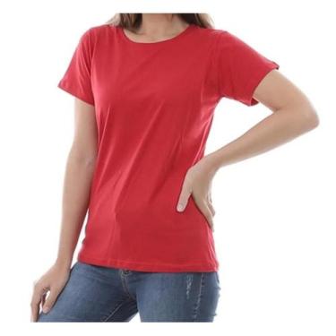 Imagem de Camiseta Básica Vermelha Feminina Masculina 100% Algodão - Mena Infini