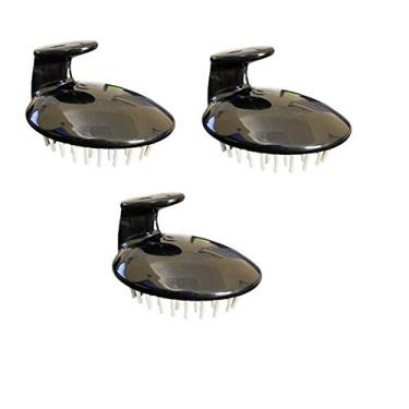 Imagem de Couro cabeludo Massager Shampoo Escova Preto 3 Pack, GBS [Wet & Dry] Manual cabeça couro cabeludo, massagem escova, Soft Silicone Cuidados Cerdas para o couro cabeludo, esfoliar e remover a caspa, promover o crescimento de cabelo - Preto