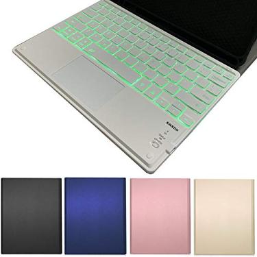 Imagem de Capa com teclado retroiluminado de 7 cores para iPad Pro 12.9 2018 (3ª geração) Suporte integrado para Apple Pencil [suporta carregamento sem fio] Capa de suporte de fólio inteligente, Blue+White Keyboard, iPad Pro 12.9 2018