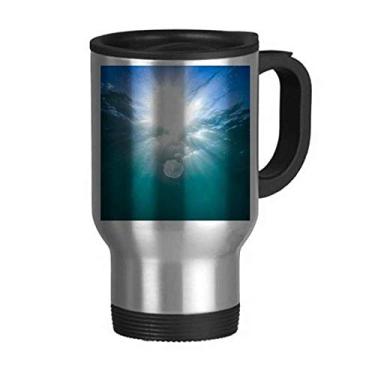 Imagem de Caneca de viagem com imagem da natureza da ciência da água do oceano, tampa de aço inoxidável, copo de carro