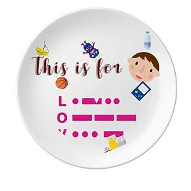 Imagem de Morse Code Love Point Line Expression Porcelana Prato Jantar Redondo Prato Boy Man