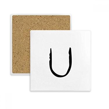 Imagem de Porta-copos com silhueta preta de Upsilon do alfabeto grego, suporte de subplaca, pedra isolante