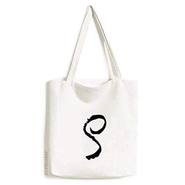 Imagem de Bolsa de lona com contorno do alfabeto grego Rho preto bolsa de compras casual bolsa de mão
