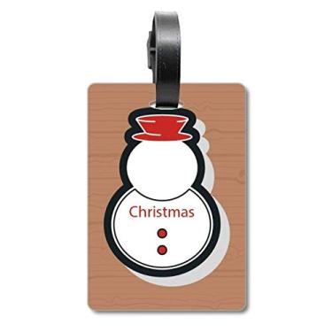 Imagem de Ícone de Natal boneco de neve bolsa de mala etiqueta etiqueta cartão de bagagem pendurado Scutcheon