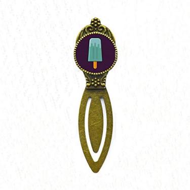 Imagem de Marcador de livro retrô de sorvete azul verde com picolé doce e verde