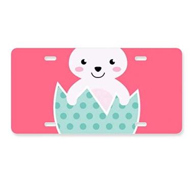Imagem de DIYthinker Placa de carro com ilustração de coelho do ovo do dia da páscoa, acessório de aço inoxidável para decoração de carro