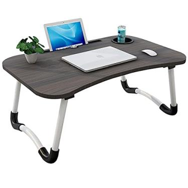 Imagem de Mesa Portátil De Madeira Dobrável Para Estudo, Mesa De Computador Para Cama, Sofá C21 (Preta)