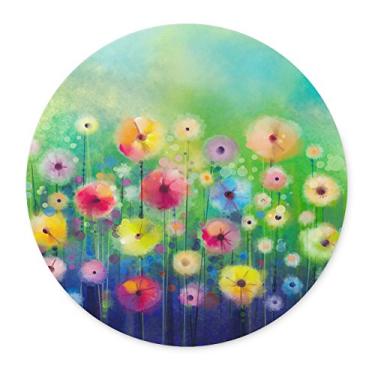 Imagem de Mouse pad Qien Baisei TaiGe Spring Flower Seasonal Nature - Mousepad redondo de borracha antiderrapante - Aplicável para jogos, casa, escola, mouse pad de escritório