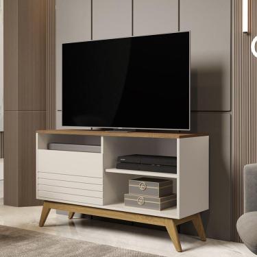 Imagem de Rack para TVs de até 42 Polegadas 1 Porta Fenix Wood Giga Móveis Off White/Freijó