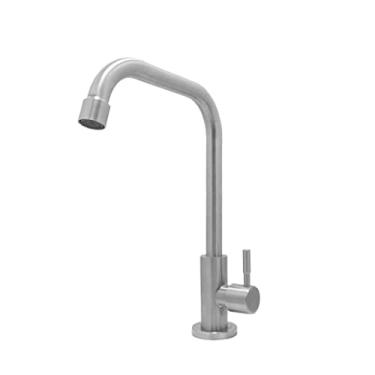 Imagem de Torneira Cozinha Bancada Bica Móvel Alta Escovada Luxo 1/4v
