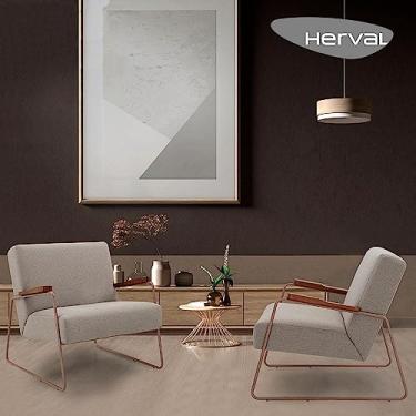 Imagem de Conjunto 2 Poltronas de Aproximação Herval Jade, Linho Café com Leite
