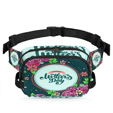 Imagem de Pochete Happy Mothers' Day para homens e mulheres florescendo rosa moda bolsa transversal à prova d'água bolsa de cintura para viajar, acampamento, ciclismo, corrida atividades ao