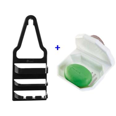 Imagem de Kit Porta Shampo e Saboneteira - Suporte Shampoo + Saboneteira - Xampo sabonete - PANAMI