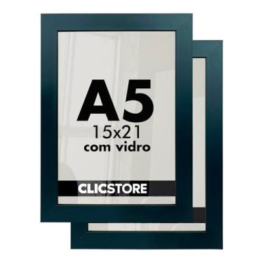 Imagem de Kit 2 Molduras 15x21 Foto A5 Vidro Porta Retrato Parede Qualidade Premium Quadros Decoração Arte Imagem Sala Quarto Cor: