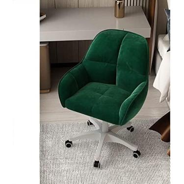 Imagem de Cadeira De Vaidade De Veludo, Cadeira Estofada Para Escritório Em Casa, Poltrona Ergonômica Com Altura Ajustável, Cadeira De Computador Tufada Moderna Para Sala De Estar, Quarto,Verde,55x36-46cm(2