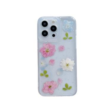Imagem de Capa transparente com glitter de flor seca real prensada para iPhone 14 13 12 11 Pro Max X XR XS Max 7 8 Plus Floral fofa capa de silicone macio, SDH, para iPhone 14
