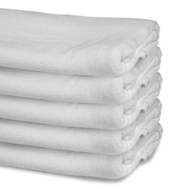 Imagem de Kit 5 Panos de Chão Duplo, Algodão, Saco Alvejado Limpeza 40 x 60cm (Branco)