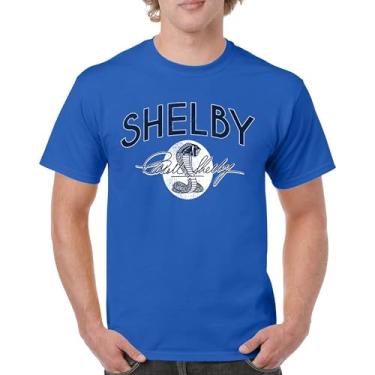 Imagem de Camiseta masculina vintage com logotipo Shelby Cobra American Legendary Mustang 427 GT500 GT350 Performance Powered by Ford, Azul, M